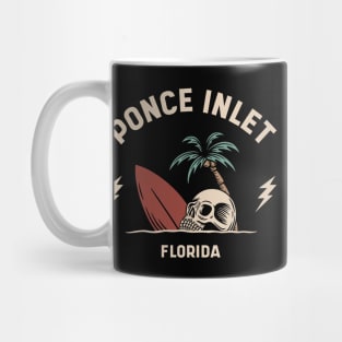 Vintage Surfing Ponce Inlet Florida // Retro Surf Skull Mug